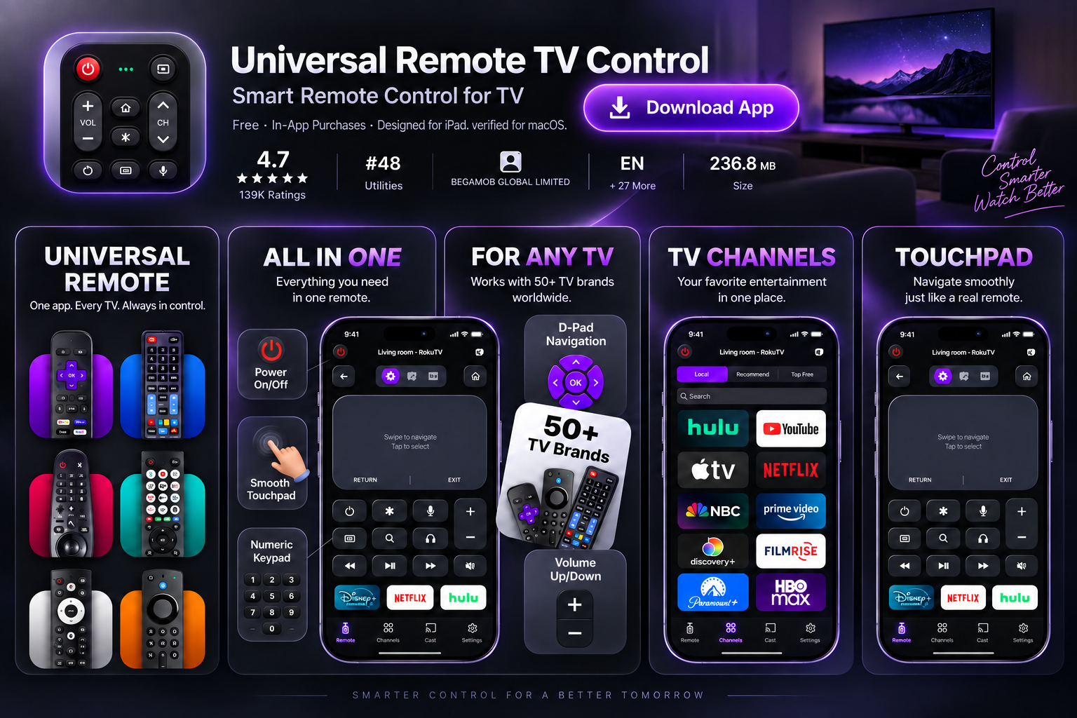 Universal Remote TV Control by Begamob